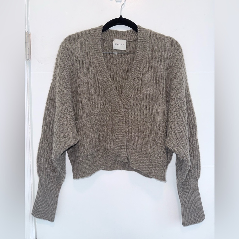 Le Kasha Monaco Ribbed Cardigan 100% Organic Cashmere Sweater Brown One Size New